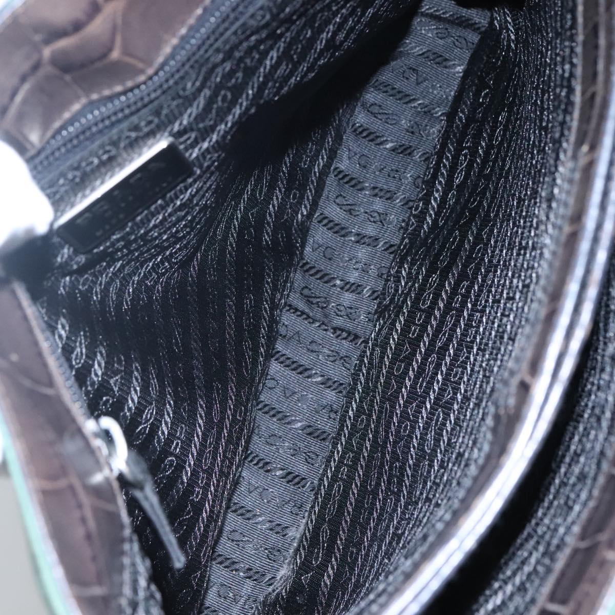 PRADA Shoulder Bag Nylon Green Silver Auth EC761