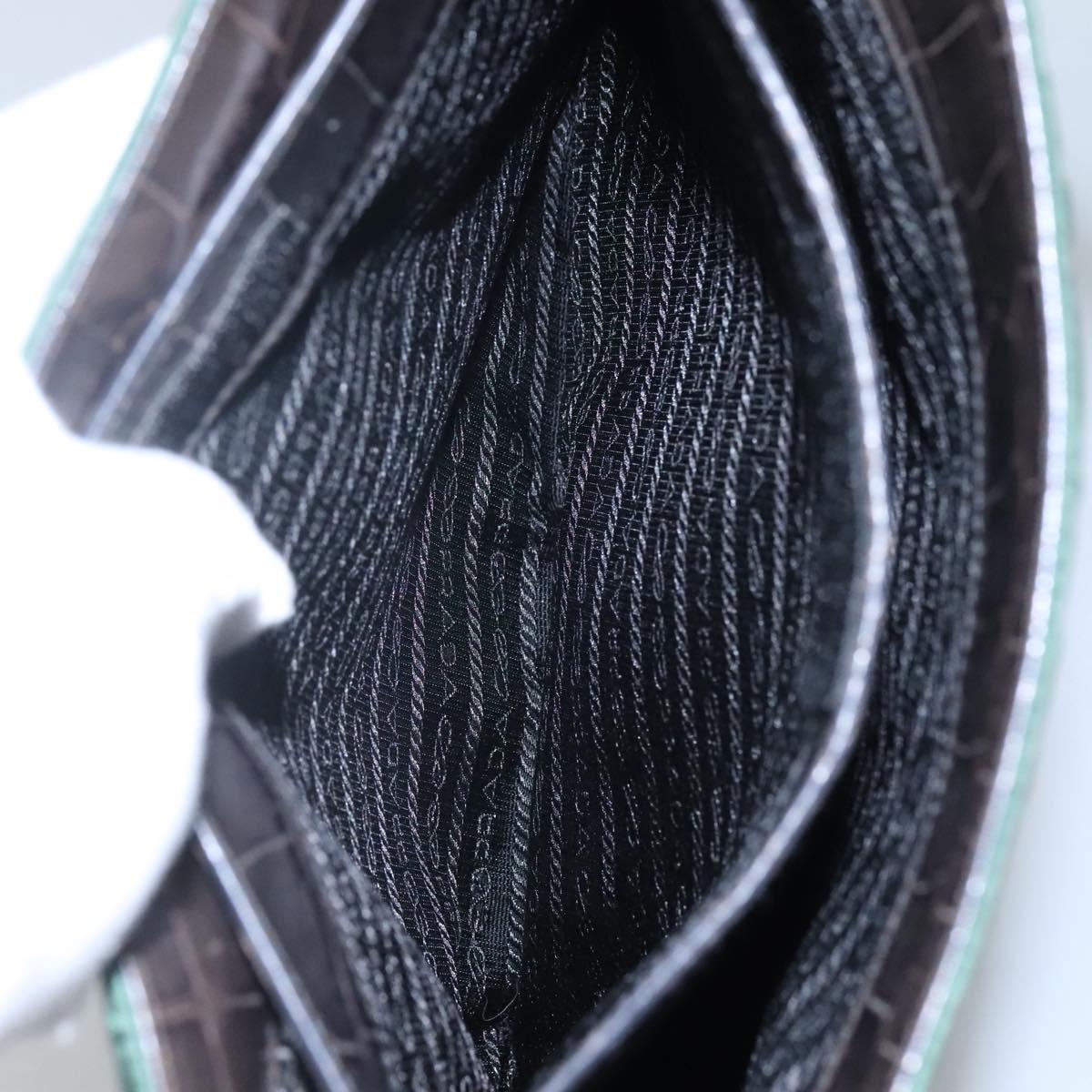 PRADA Shoulder Bag Nylon Green Silver Auth EC761