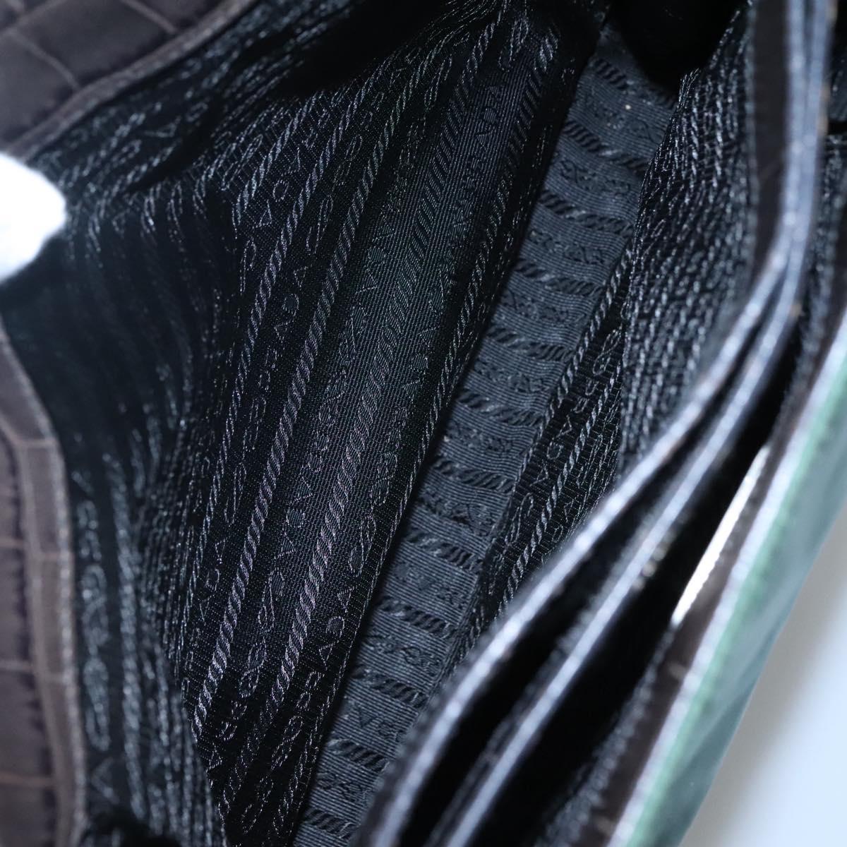 PRADA Shoulder Bag Nylon Green Silver Auth EC761