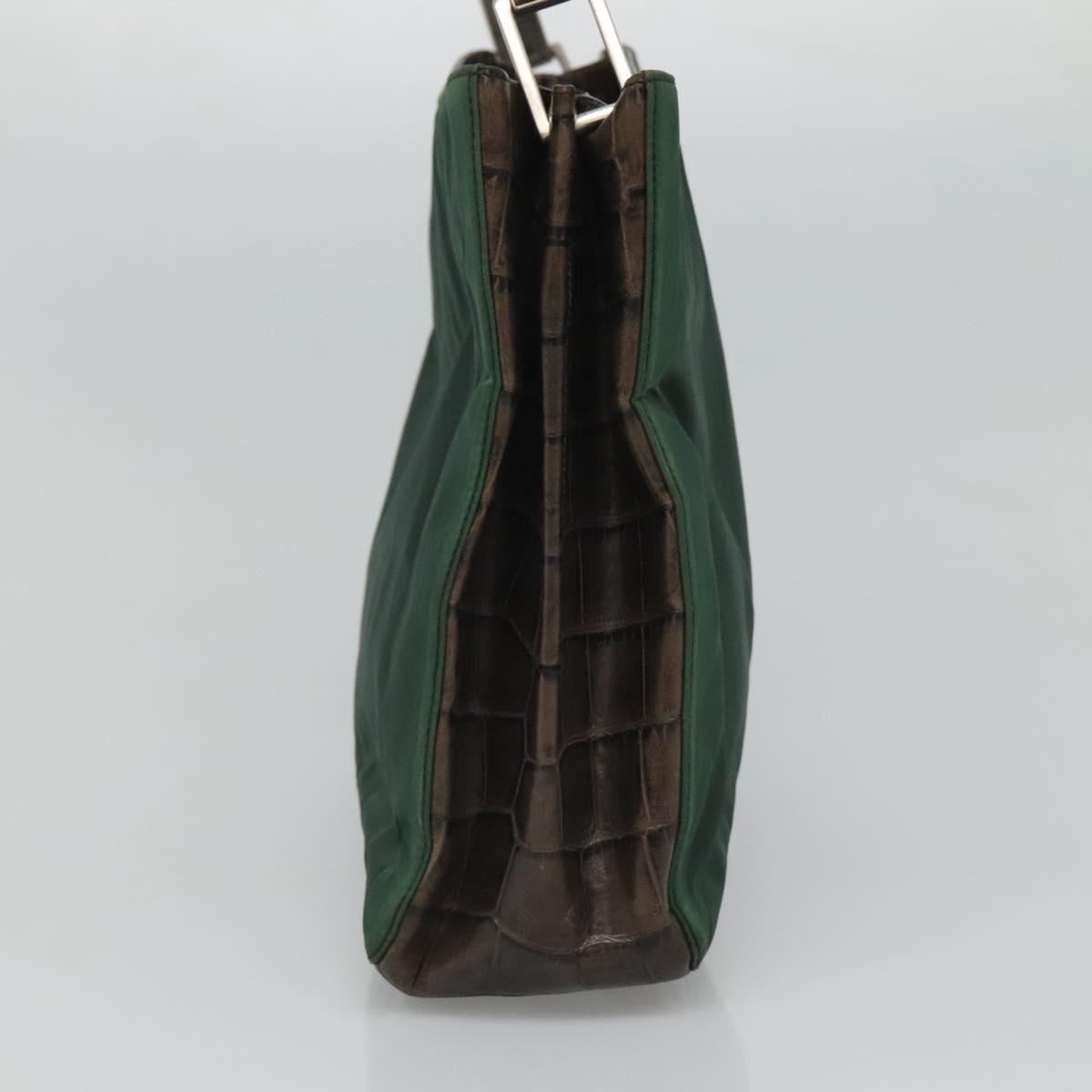 PRADA Shoulder Bag Nylon Green Silver Auth EC761