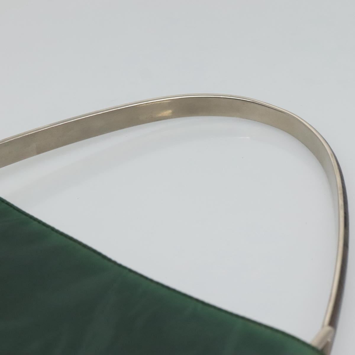 PRADA Shoulder Bag Nylon Green Silver Auth EC761