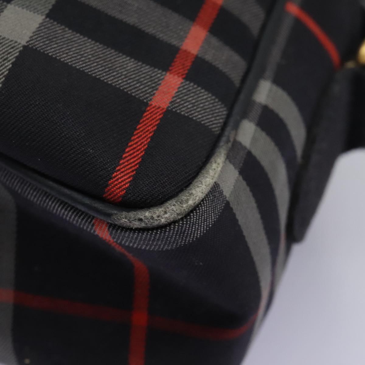 Burberrys Nova Check Shoulder Bag Canvas Navy Gold Auth EC762