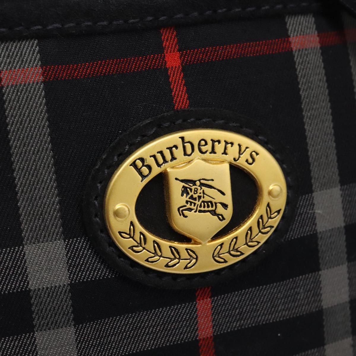 Burberrys Nova Check Shoulder Bag Canvas Navy Gold Auth EC762