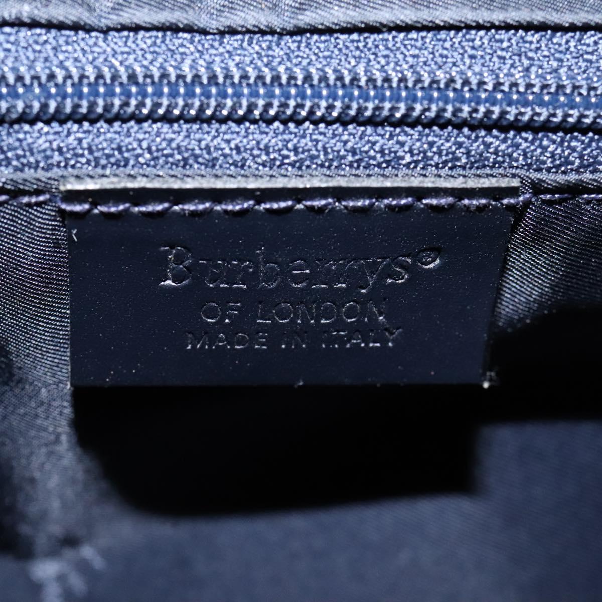 Burberrys Nova Check Shoulder Bag Canvas Navy Gold Auth EC762