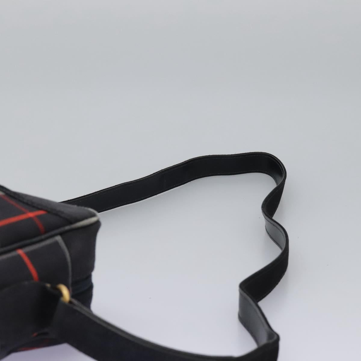 Burberrys Nova Check Shoulder Bag Canvas Navy Gold Auth EC762