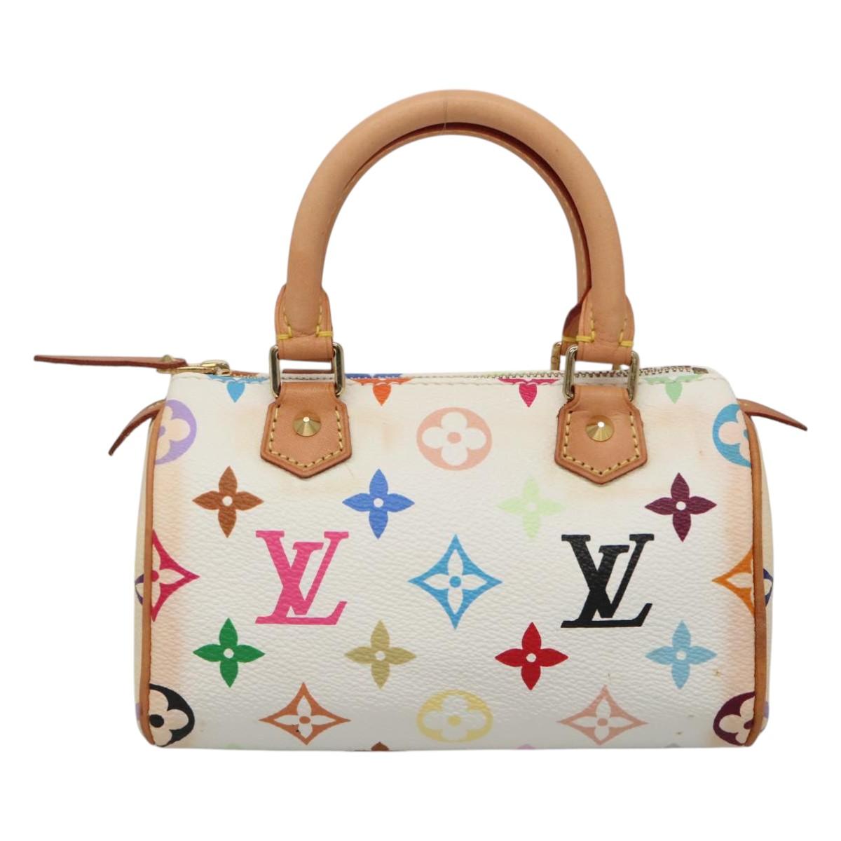 LOUIS VUITTON Monogram Multicolor Mini Speedy Hand Bag White M92645 Auth EC767AV