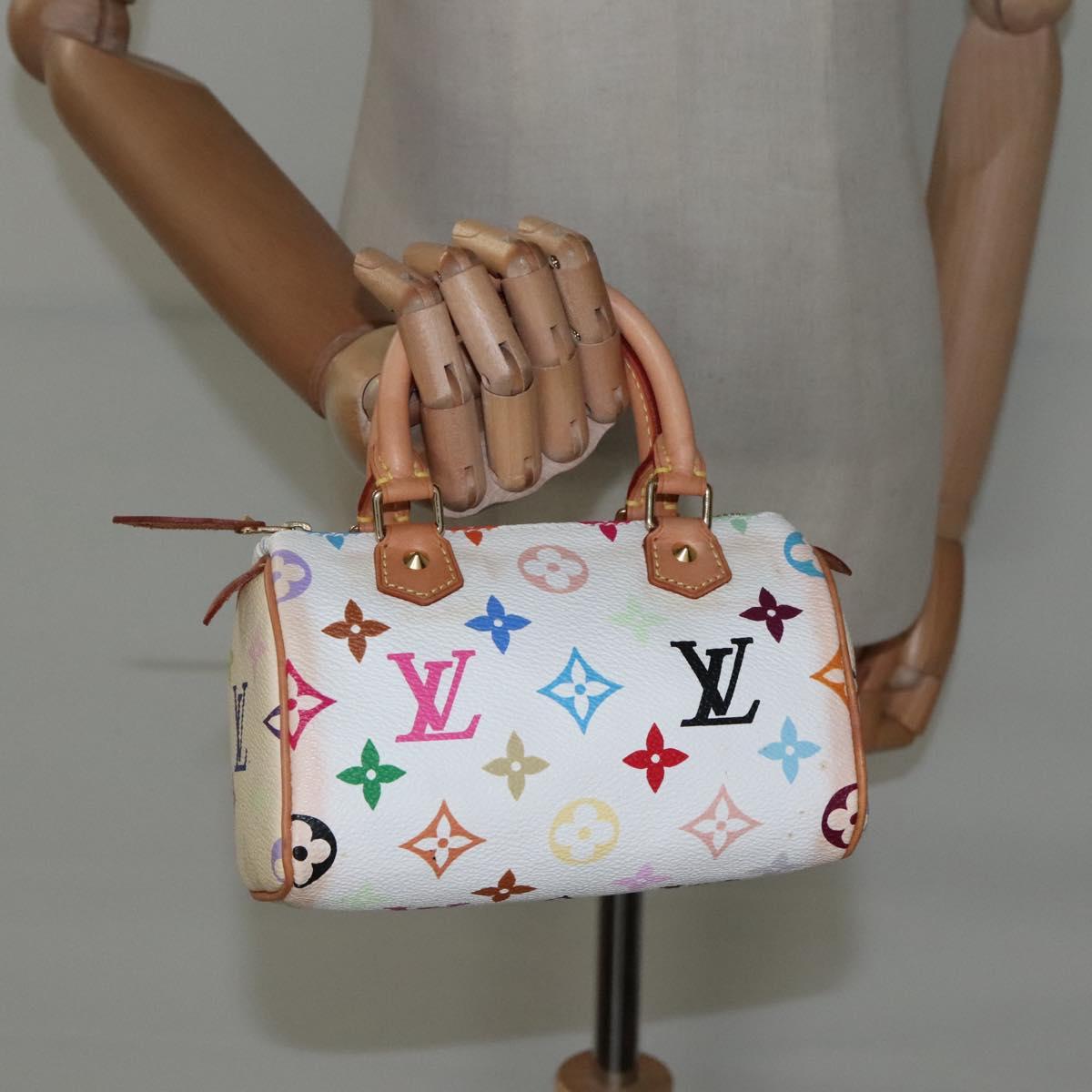 LOUIS VUITTON Monogram Multicolor Mini Speedy Hand Bag White M92645 Auth EC767AV