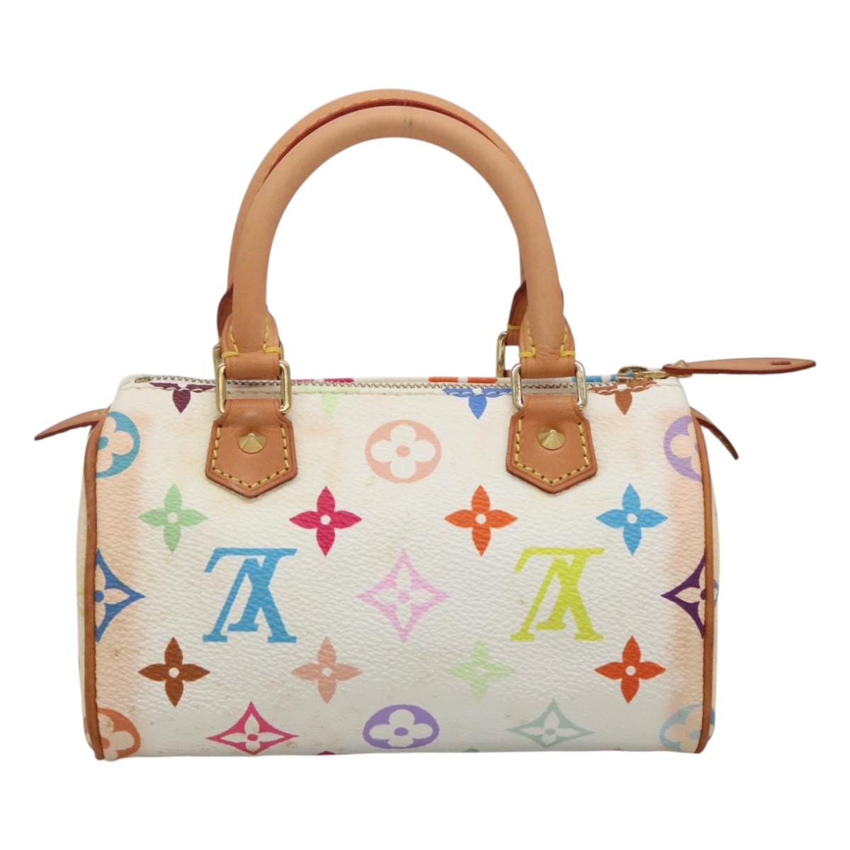 LOUIS VUITTON Monogram Multicolor Mini Speedy Hand Bag White M92645 Auth EC767AV