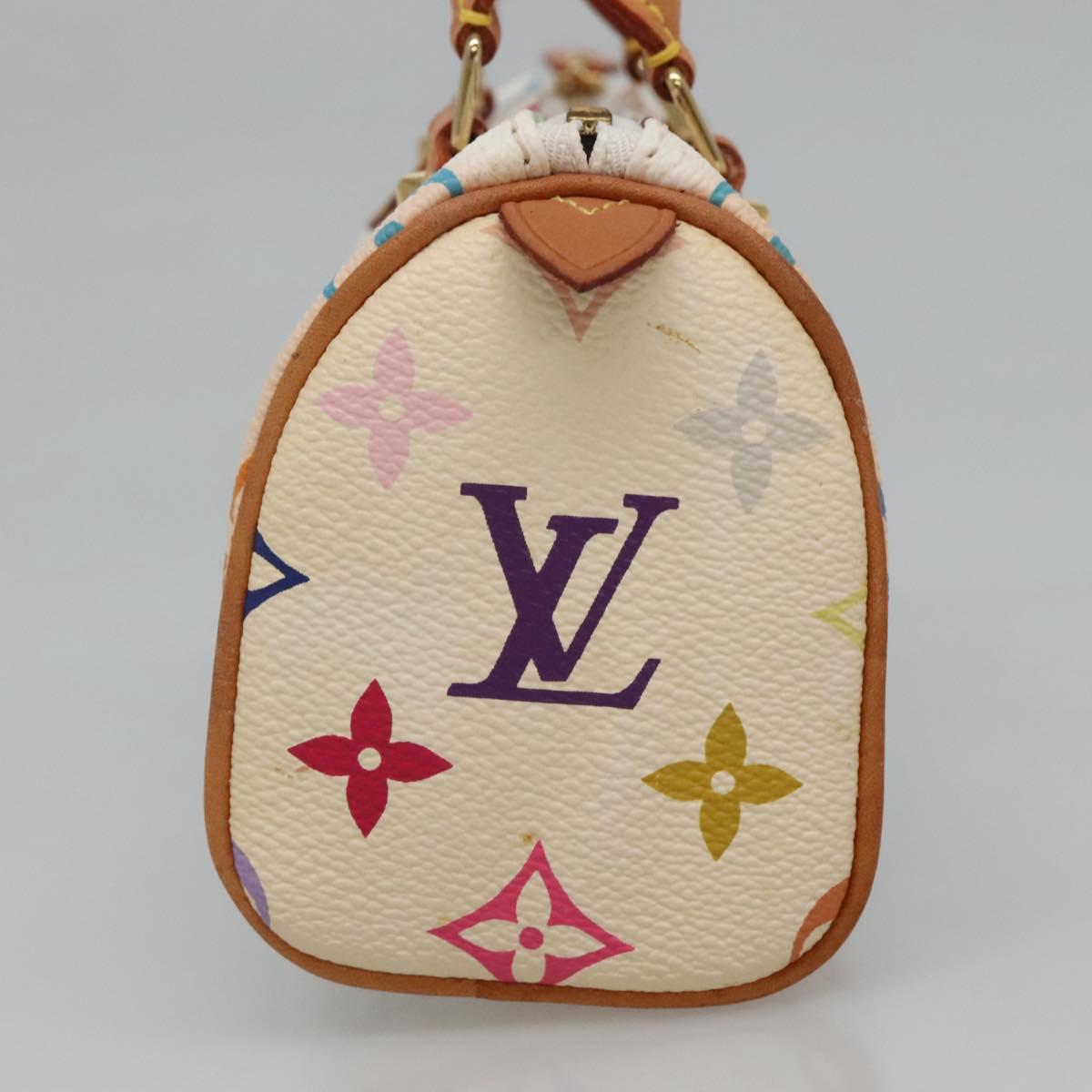 LOUIS VUITTON Monogram Multicolor Mini Speedy Hand Bag White M92645 Auth EC767AV