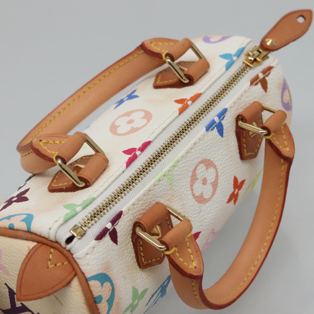 LOUIS VUITTON Monogram Multicolor Mini Speedy Hand Bag White M92645 Auth EC767AV