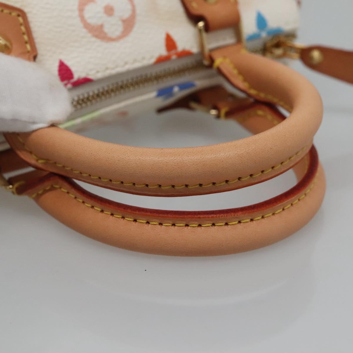 LOUIS VUITTON Monogram Multicolor Mini Speedy Hand Bag White M92645 Auth EC767AV