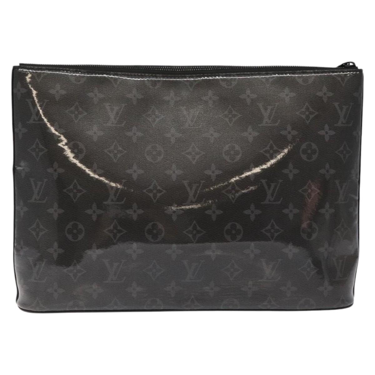 LOUIS VUITTON Eclipse Glaze Pochette Cosmos Clutch Bag M63373 LV Auth EC777