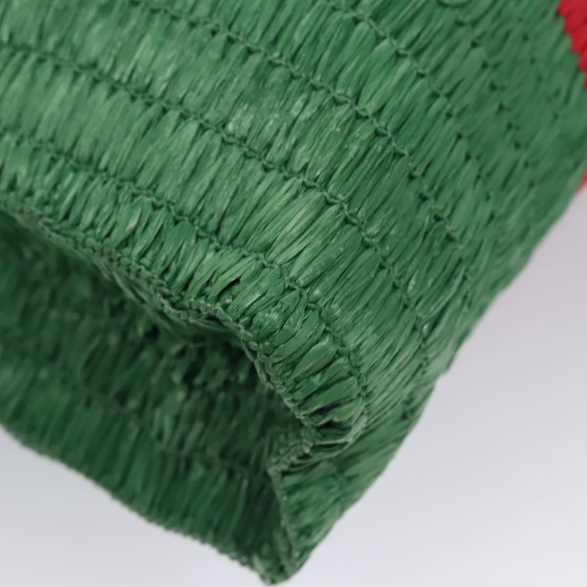 GUCCI Web Sherry Line Hand Bag Raffia Red Green 524810 Auth EC781V