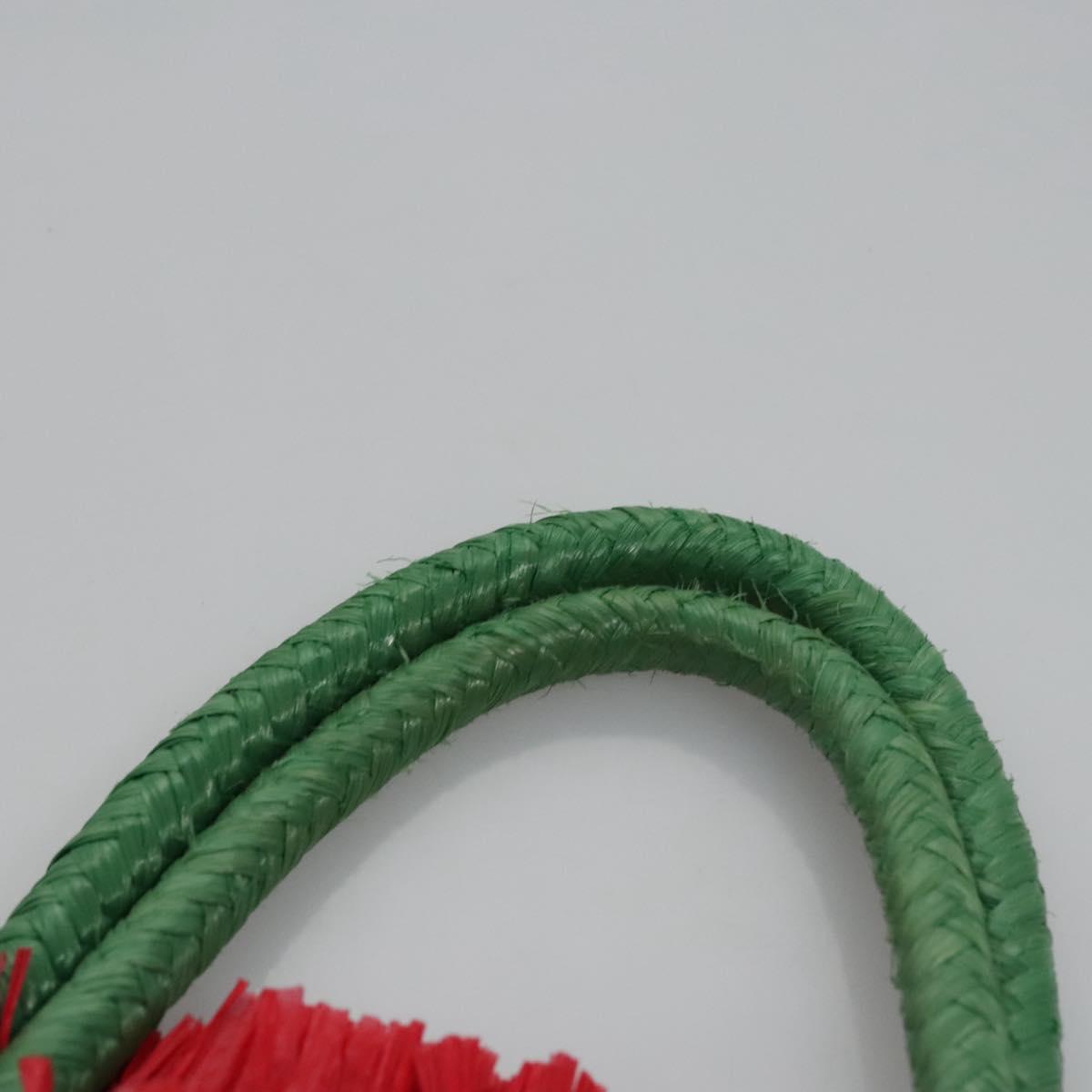 GUCCI Web Sherry Line Hand Bag Raffia Red Green 524810 Auth EC781V