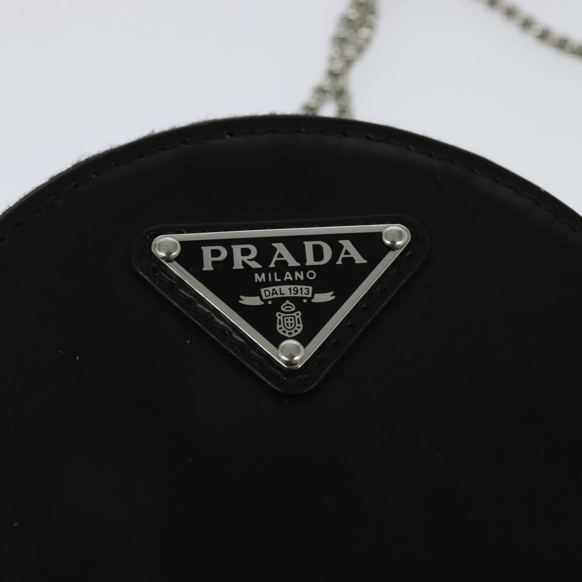 PRADA Chain Shoulder Bag Leather Black Auth EC795V