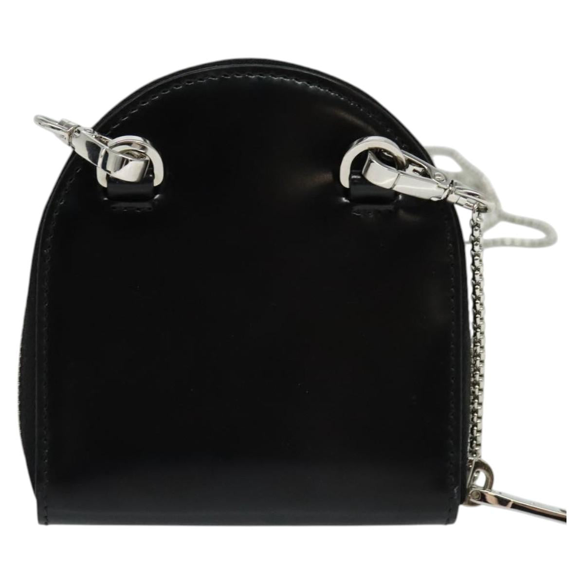 PRADA Chain Shoulder Bag Leather Black Auth EC795V