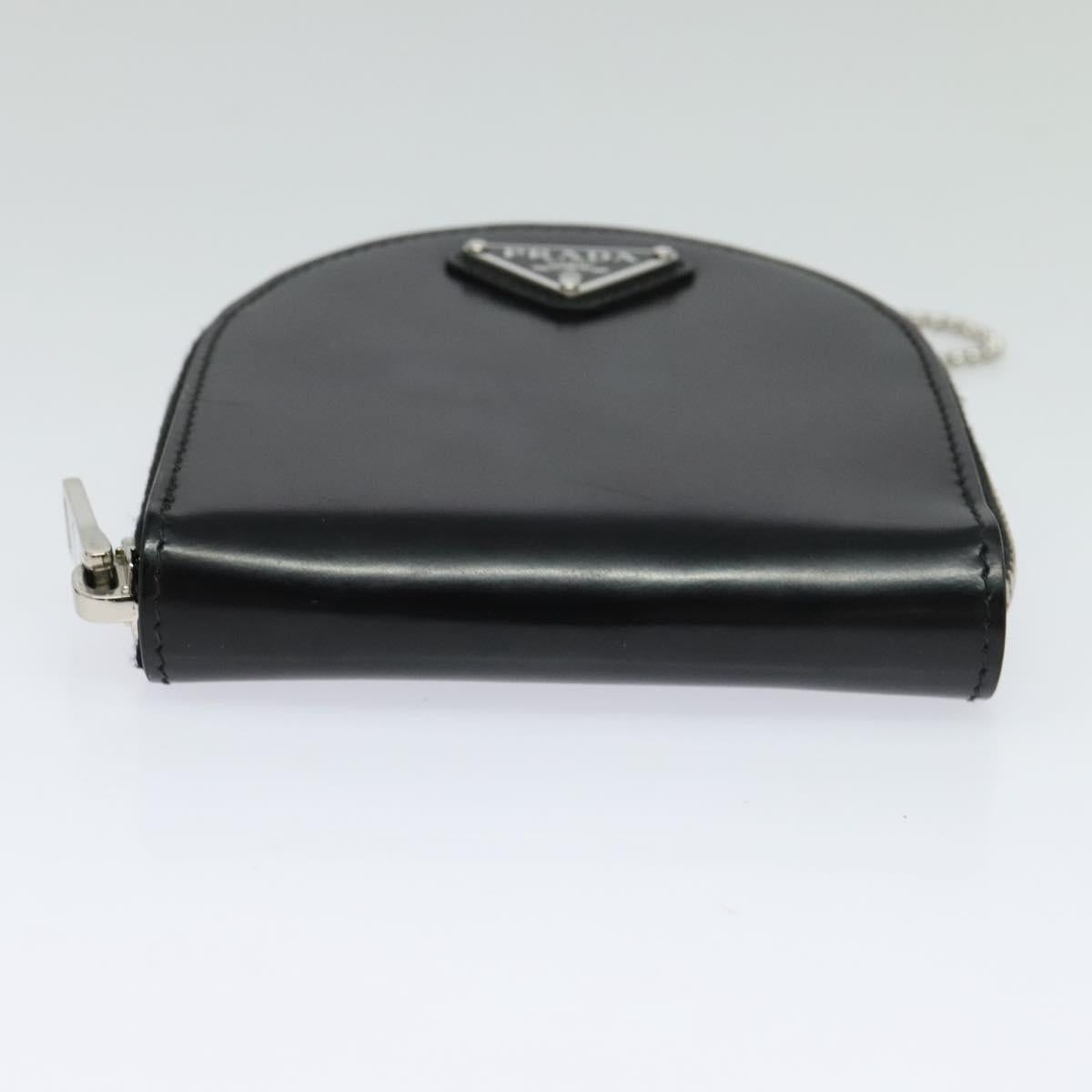 PRADA Chain Shoulder Bag Leather Black Auth EC795V