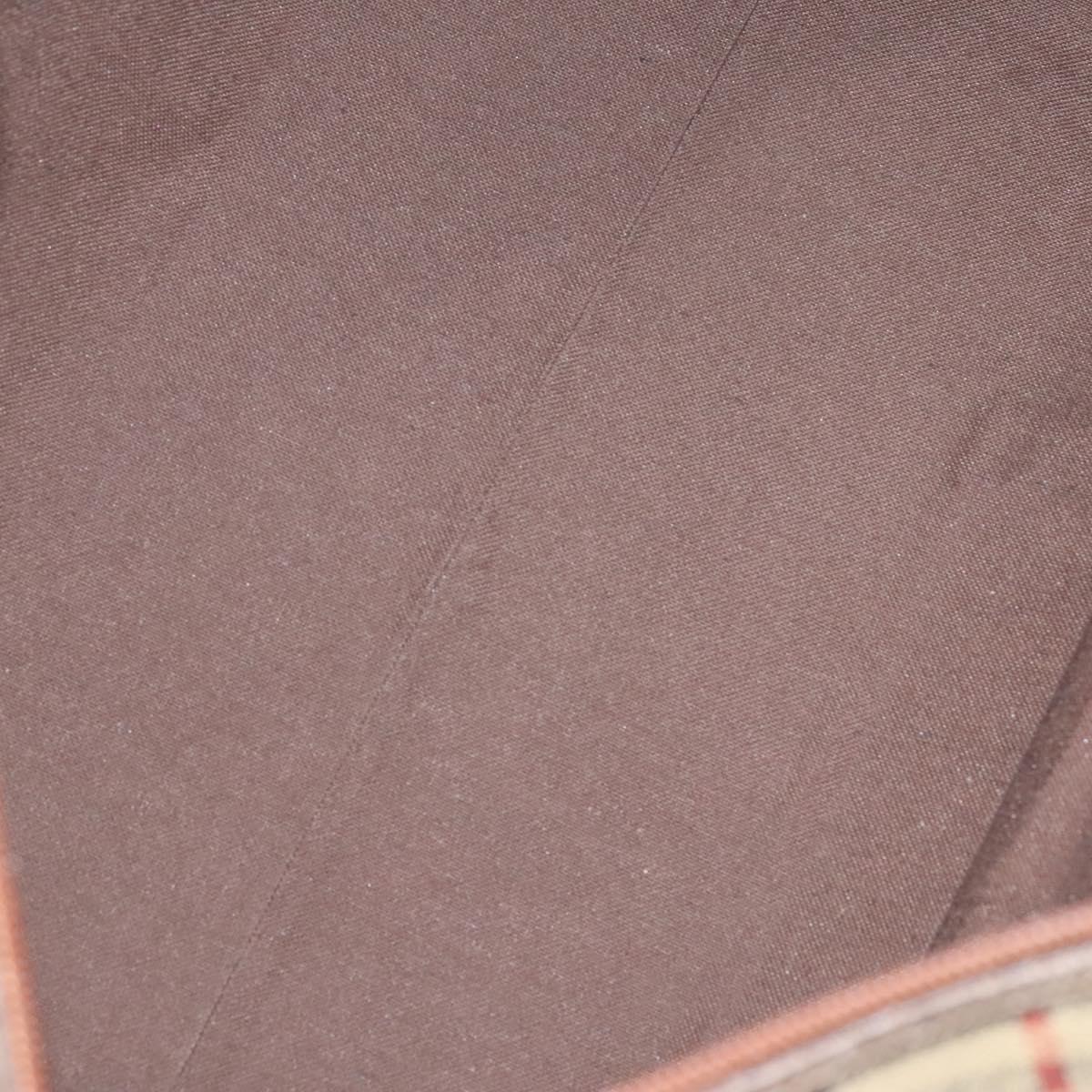 Burberrys Nova Check Boston Bag PVC 2way Beige Gold Auth EC805