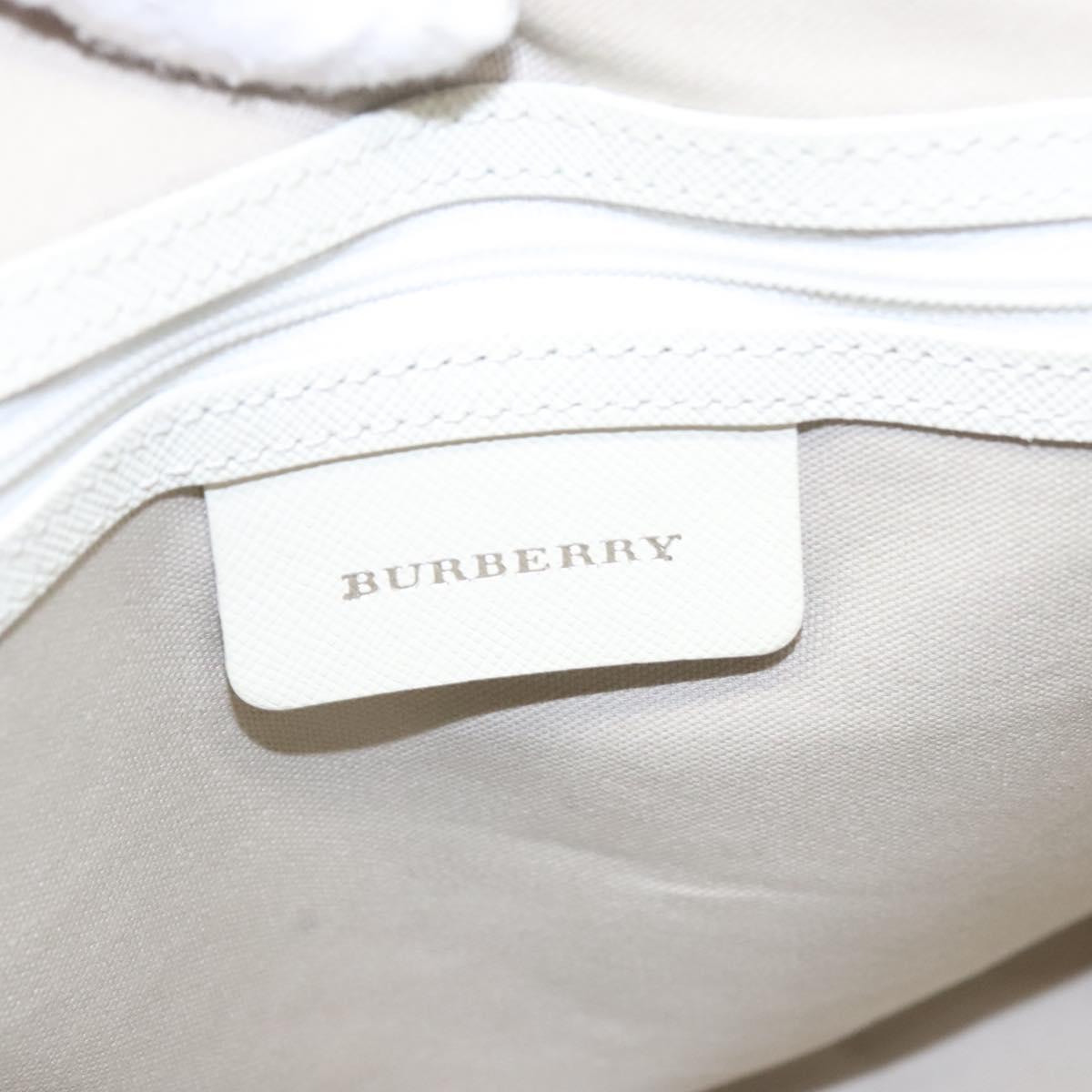 BURBERRY Nova Check Hand Bag Canvas Beige White Auth EC813