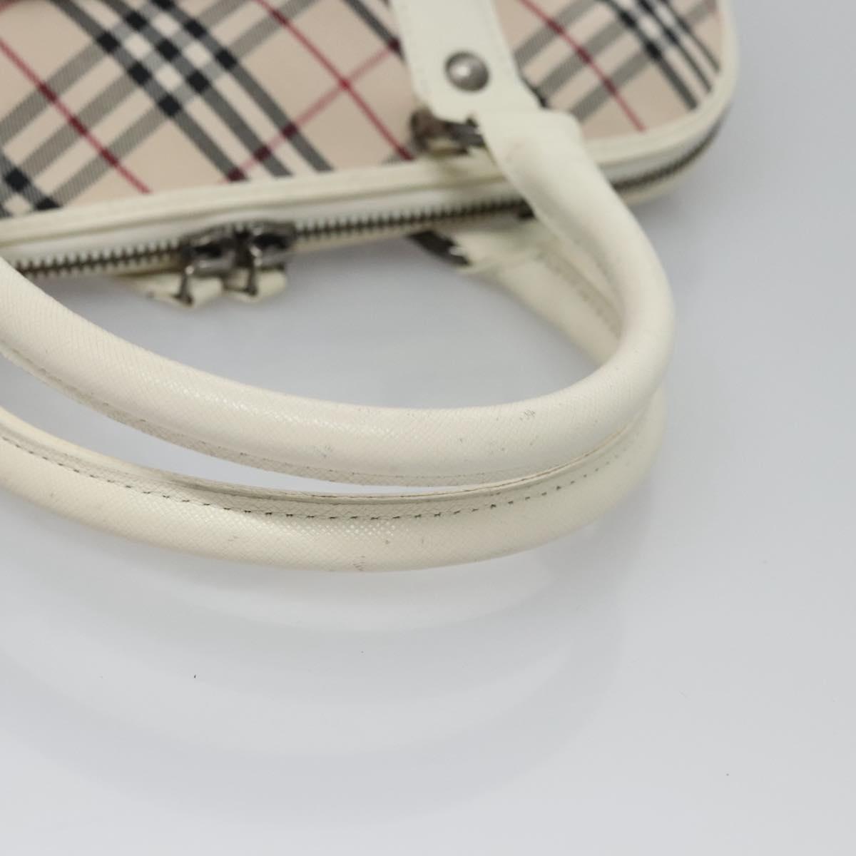 BURBERRY Nova Check Hand Bag Canvas Beige White Auth EC813