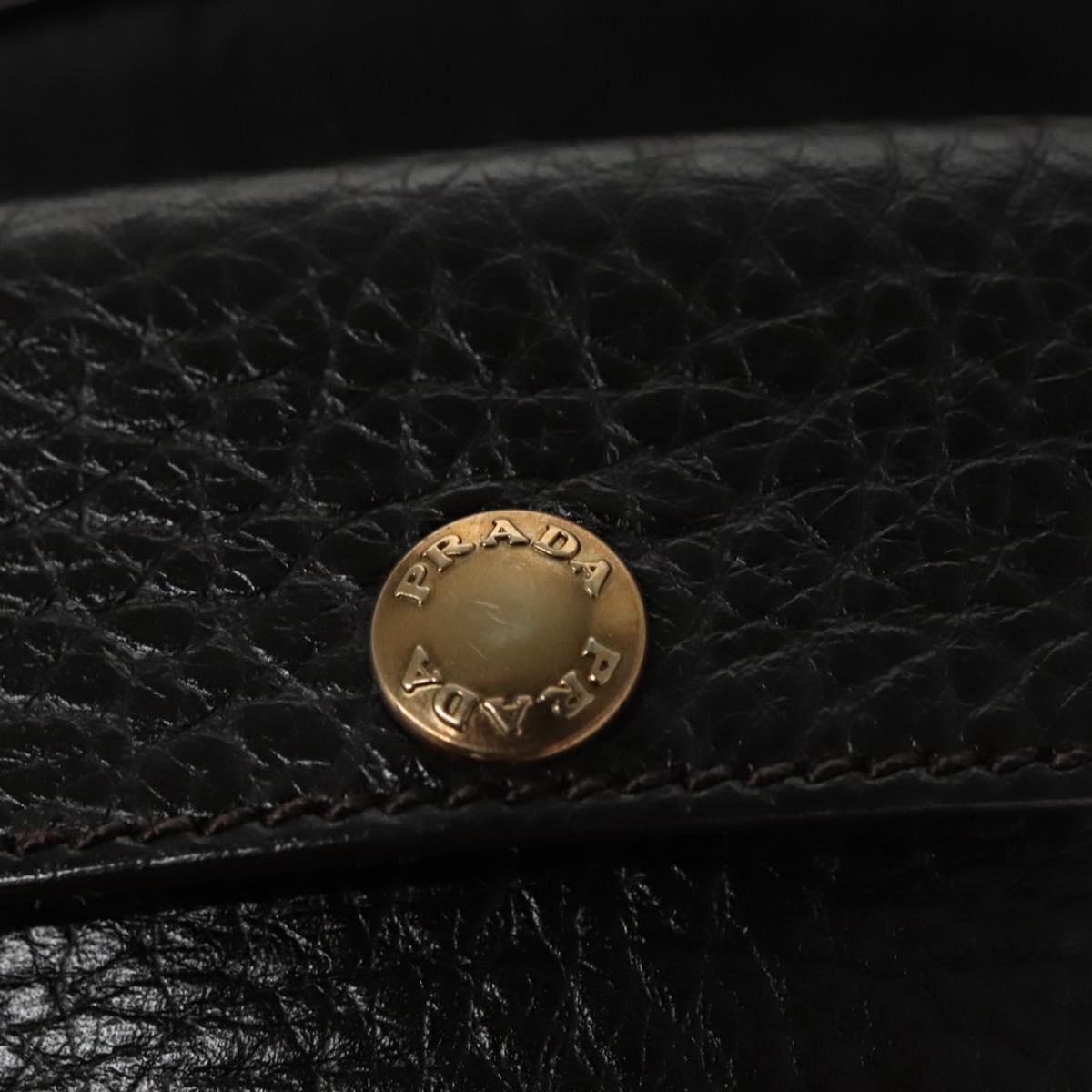 PRADA Hand Bag Nylon Leather Black Gold Auth EC817V