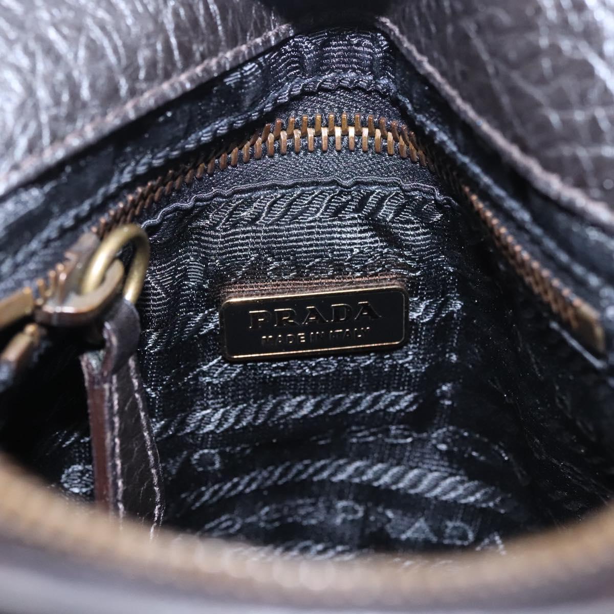 PRADA Hand Bag Nylon Leather Black Gold Auth EC817V