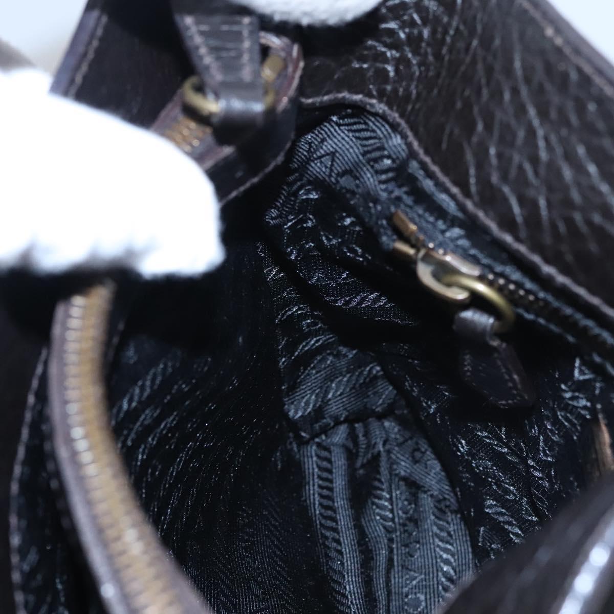 PRADA Hand Bag Nylon Leather Black Gold Auth EC817V