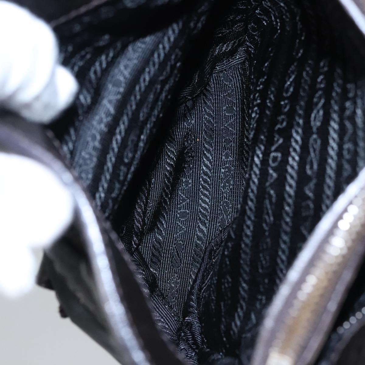 PRADA Hand Bag Nylon Leather Black Gold Auth EC817V
