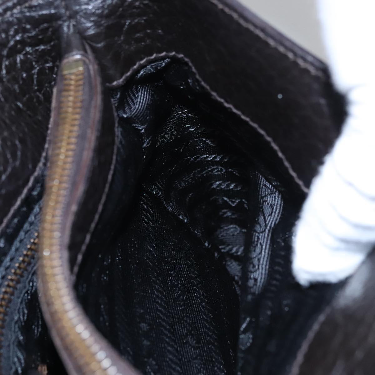 PRADA Hand Bag Nylon Leather Black Gold Auth EC817V