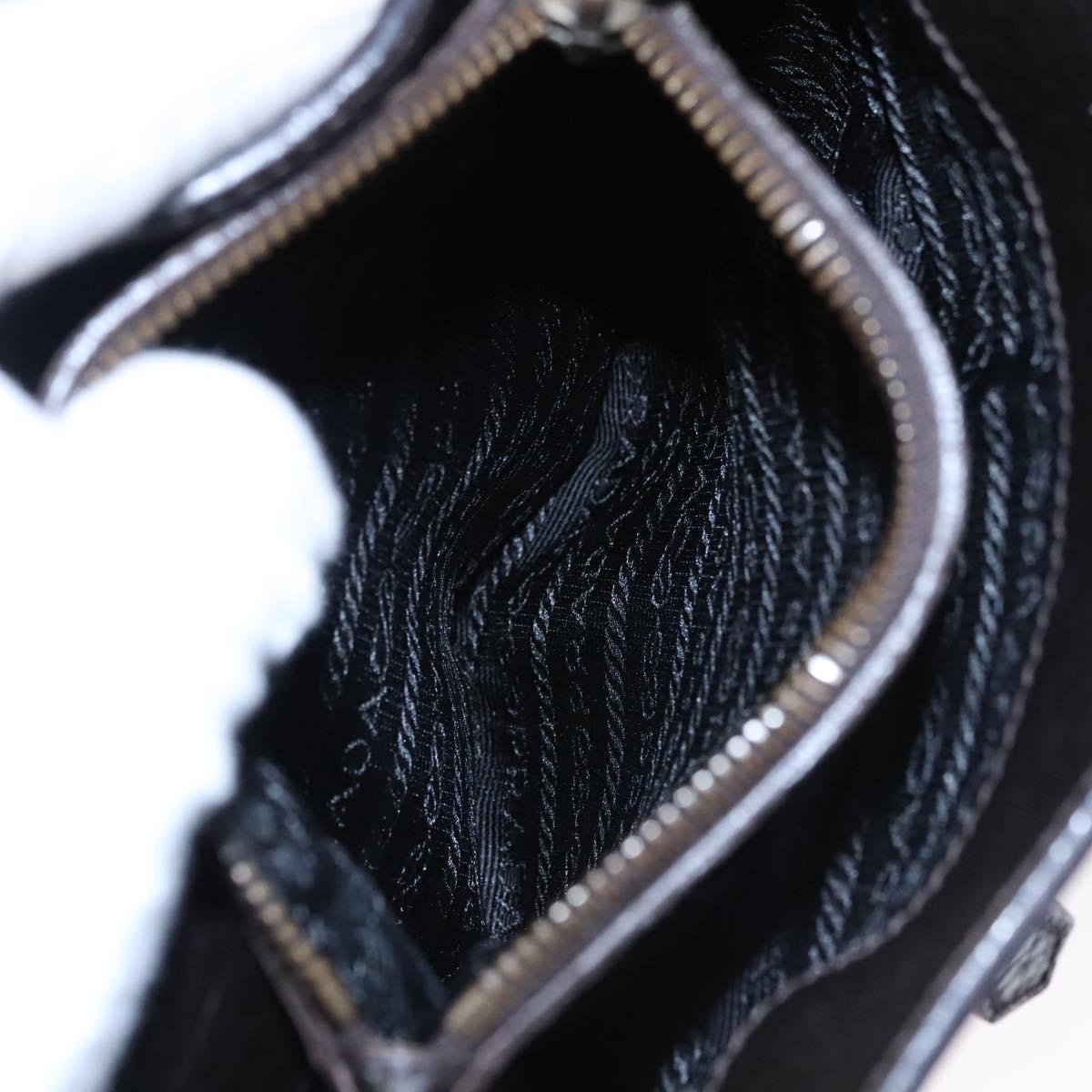 PRADA Hand Bag Nylon Leather Black Gold Auth EC817V