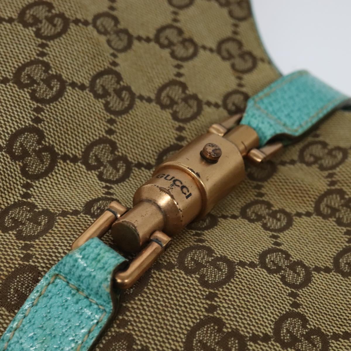 GUCCI GG Canvas New Jackie Shoulder Bag Beige Gold 124409 Auth EC820