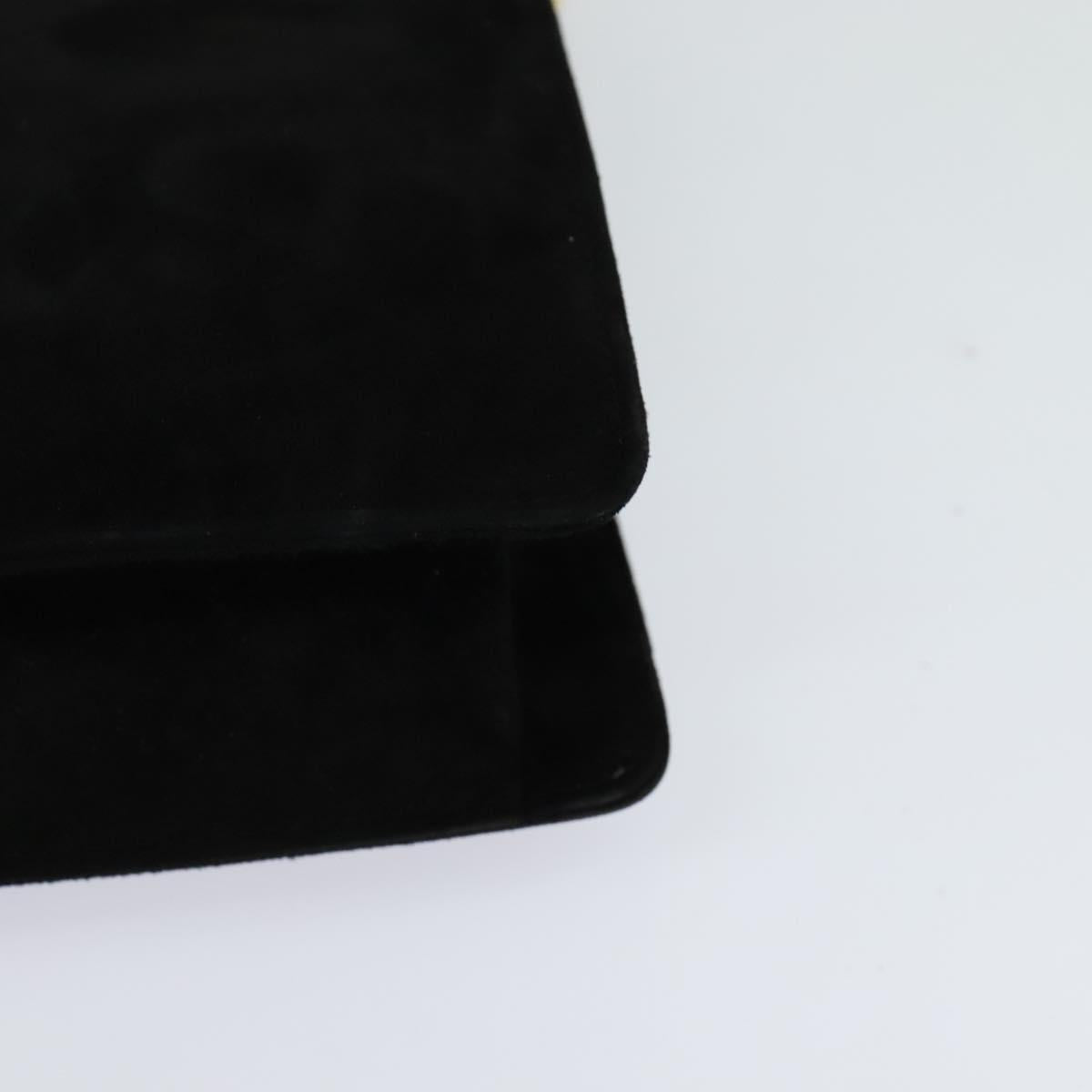 Salvatore Ferragamo Chain Shoulder Bag Suede Black Gold Auth EC847