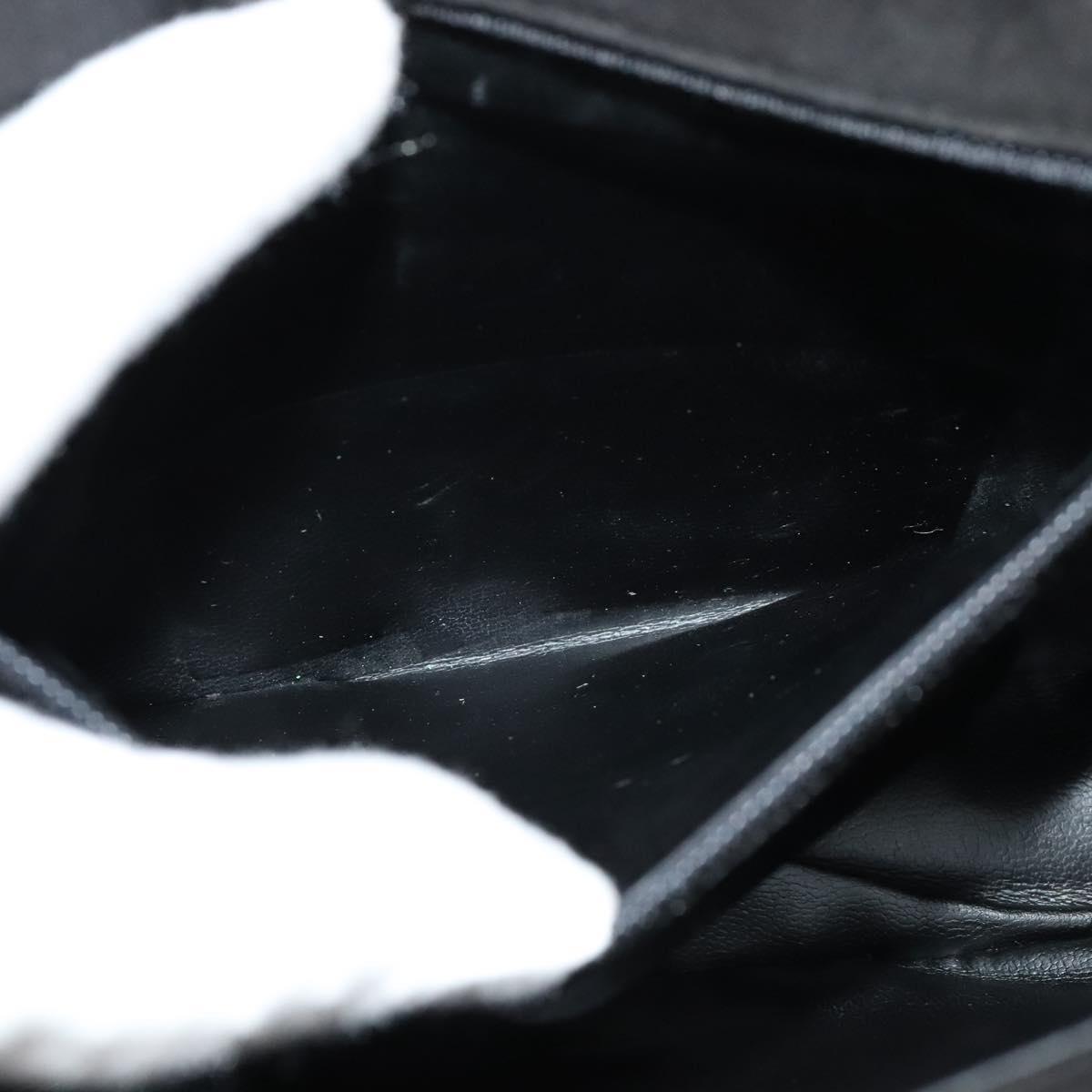 Salvatore Ferragamo Chain Shoulder Bag Suede Black Gold Auth EC847