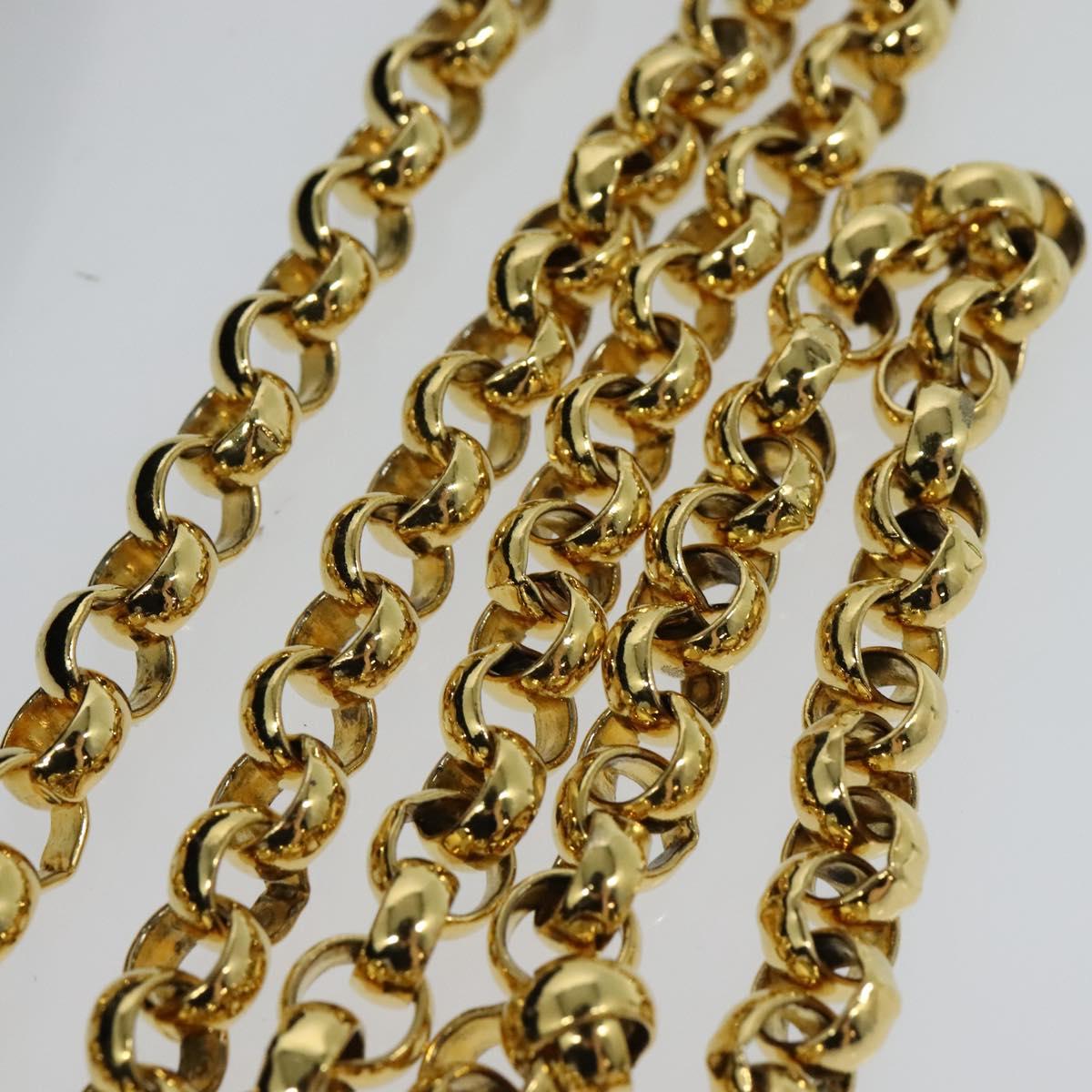 Salvatore Ferragamo Chain Shoulder Bag Suede Black Gold Auth EC847