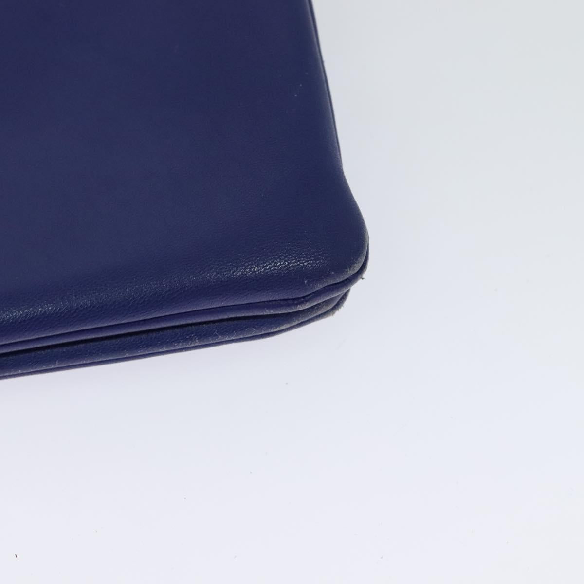 CELINE Trio Shoulder Bag Leather Blue Gold Auth EC863