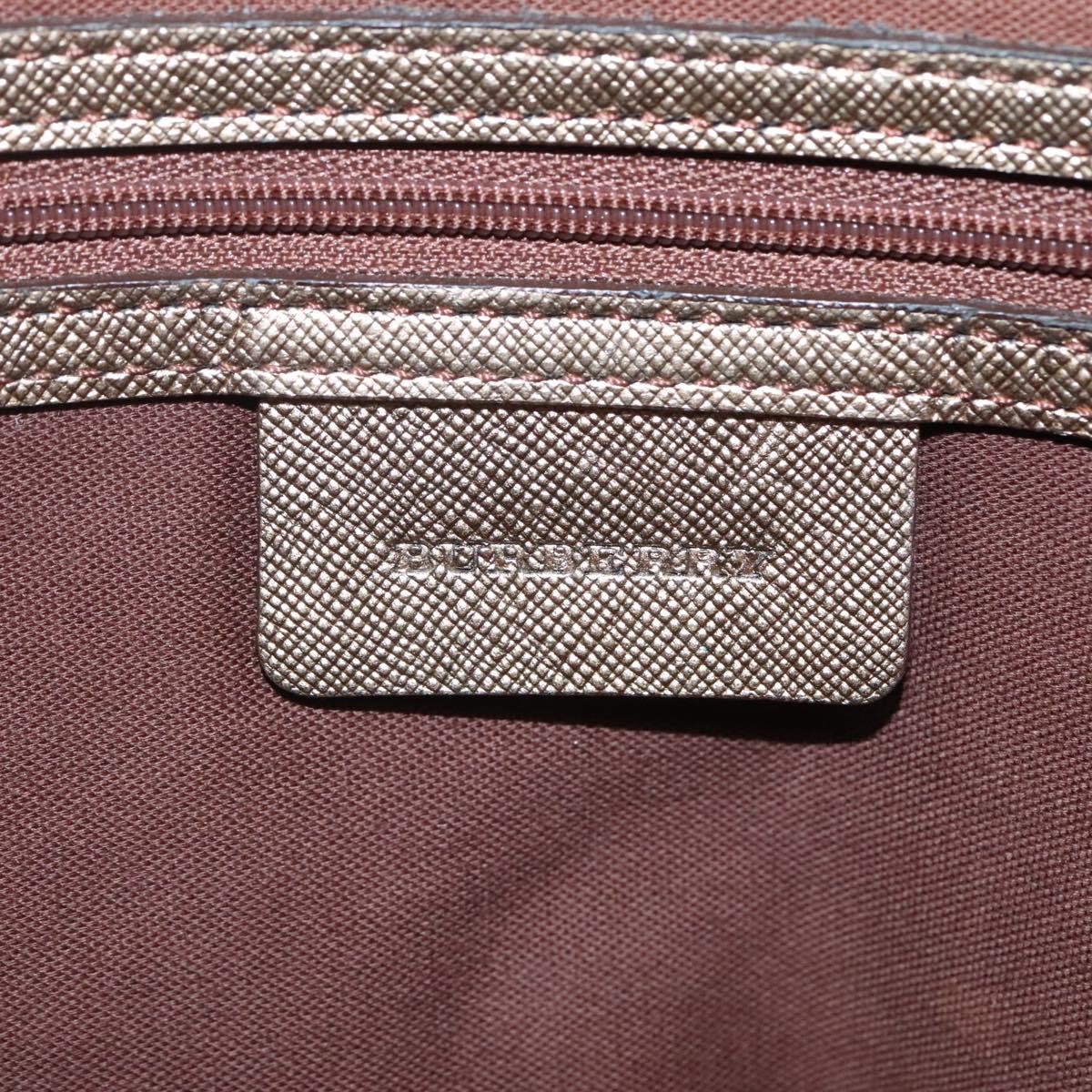 BURBERRY Nova Check Tote Bag Canvas Beige Gold Auth EC868