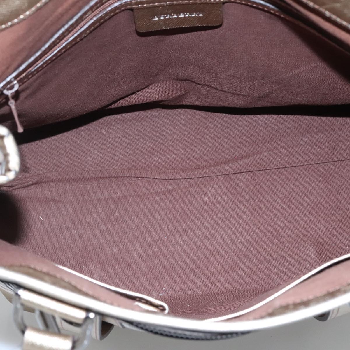 BURBERRY Nova Check Tote Bag Canvas Beige Gold Auth EC868