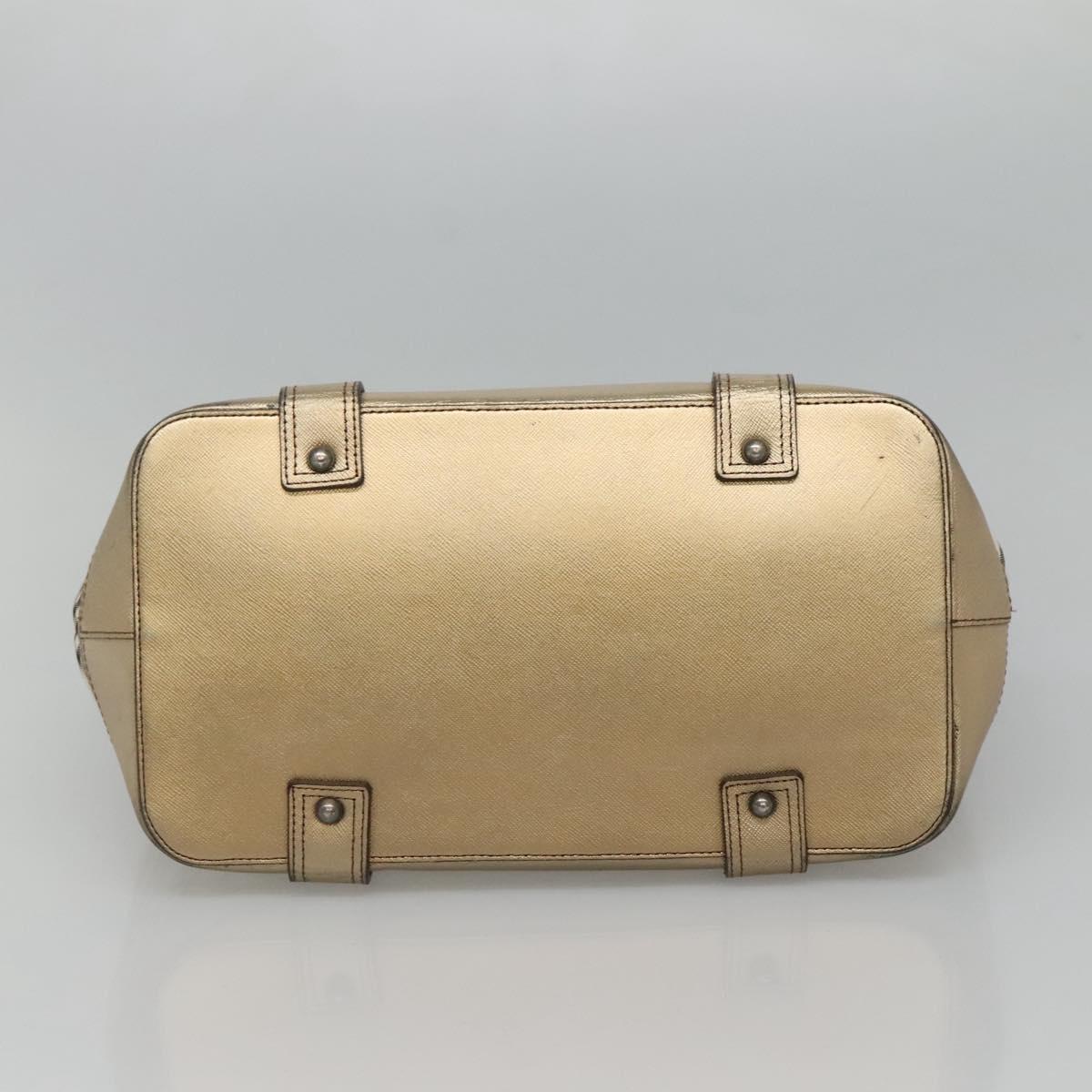 BURBERRY Nova Check Tote Bag Canvas Beige Gold Auth EC868