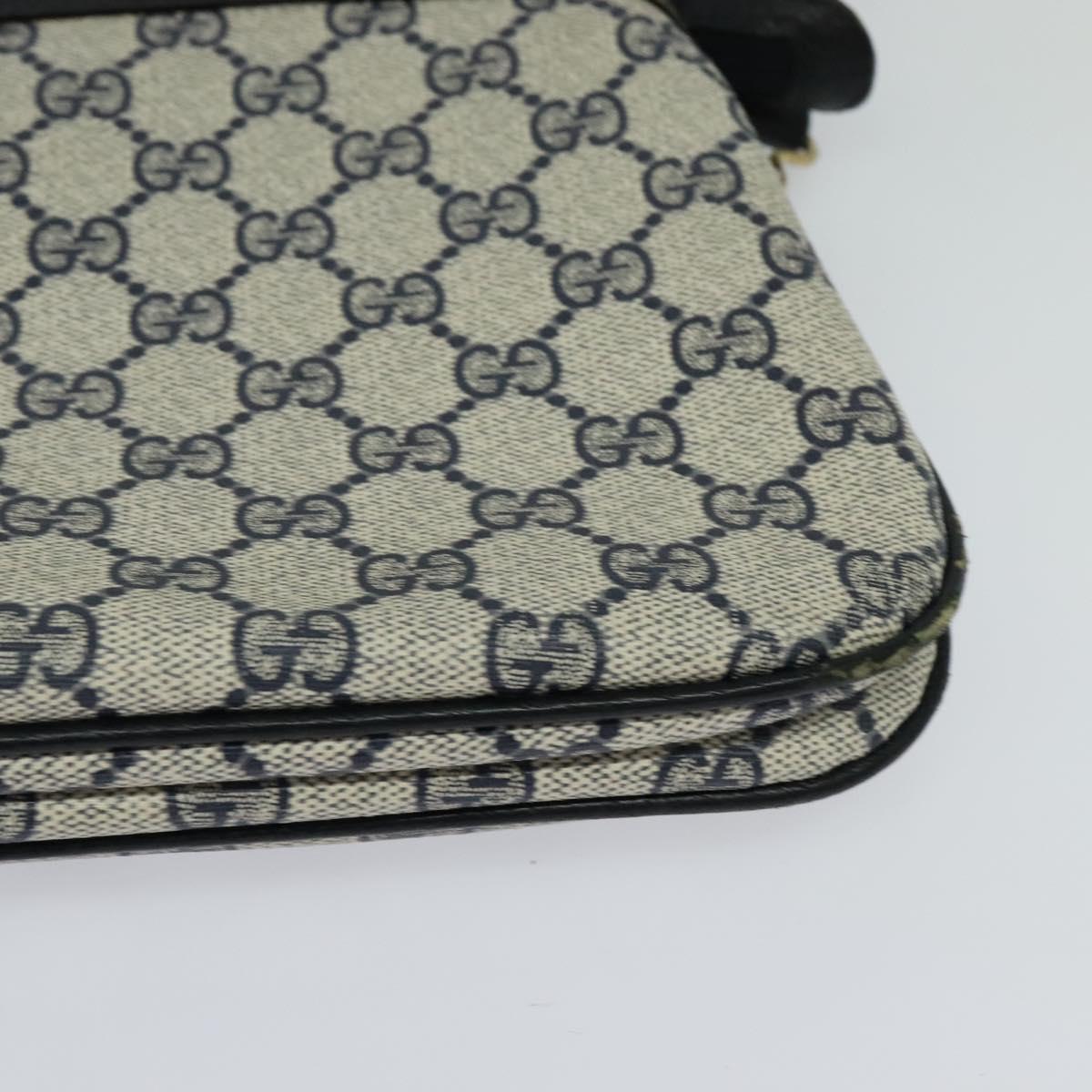 GUCCI GG Supreme Sherry Line Shoulder Bag PVC Navy Gold 904 02 043 Auth EC871