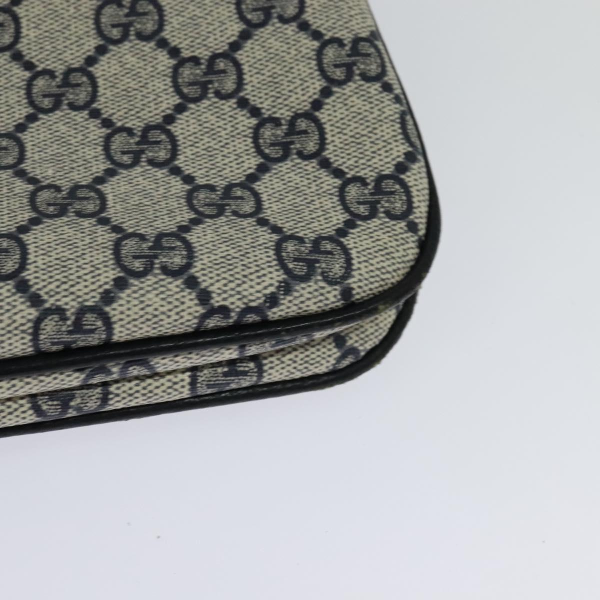 GUCCI GG Supreme Sherry Line Shoulder Bag PVC Navy Gold 904 02 043 Auth EC871