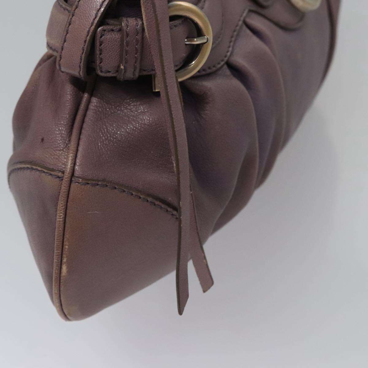 Salvatore Ferragamo Gancini Shoulder Bag Leather Purple Auth EC874