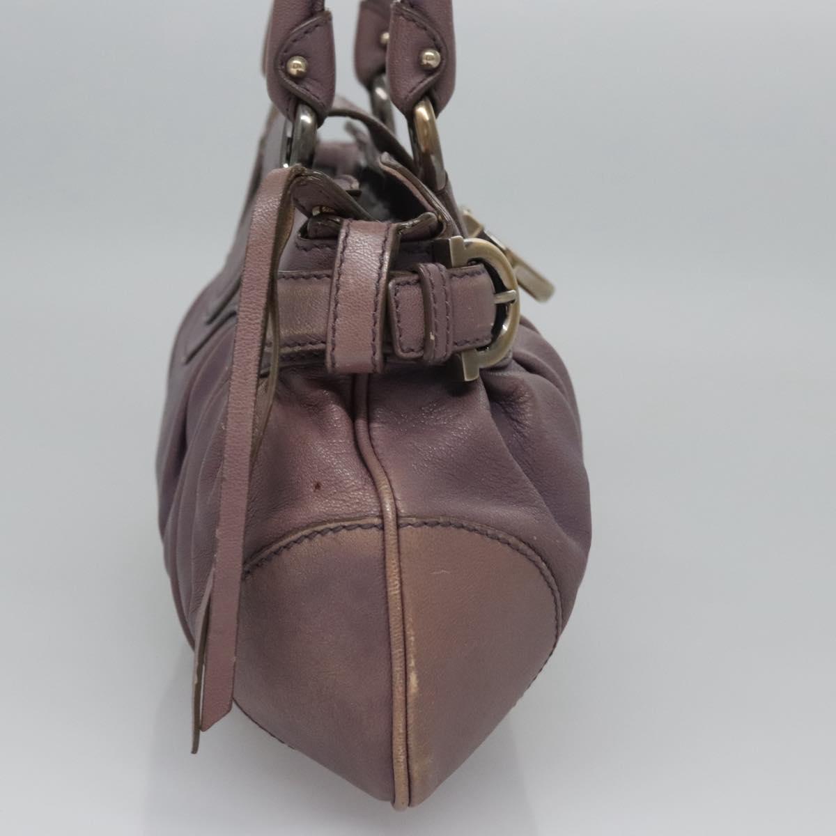 Salvatore Ferragamo Gancini Shoulder Bag Leather Purple Auth EC874
