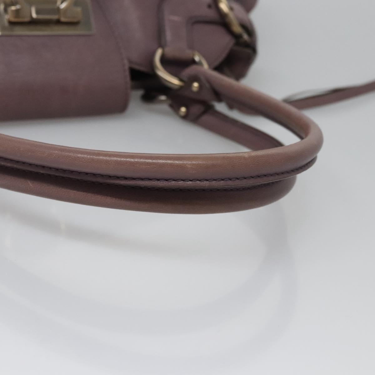 Salvatore Ferragamo Gancini Shoulder Bag Leather Purple Auth EC874