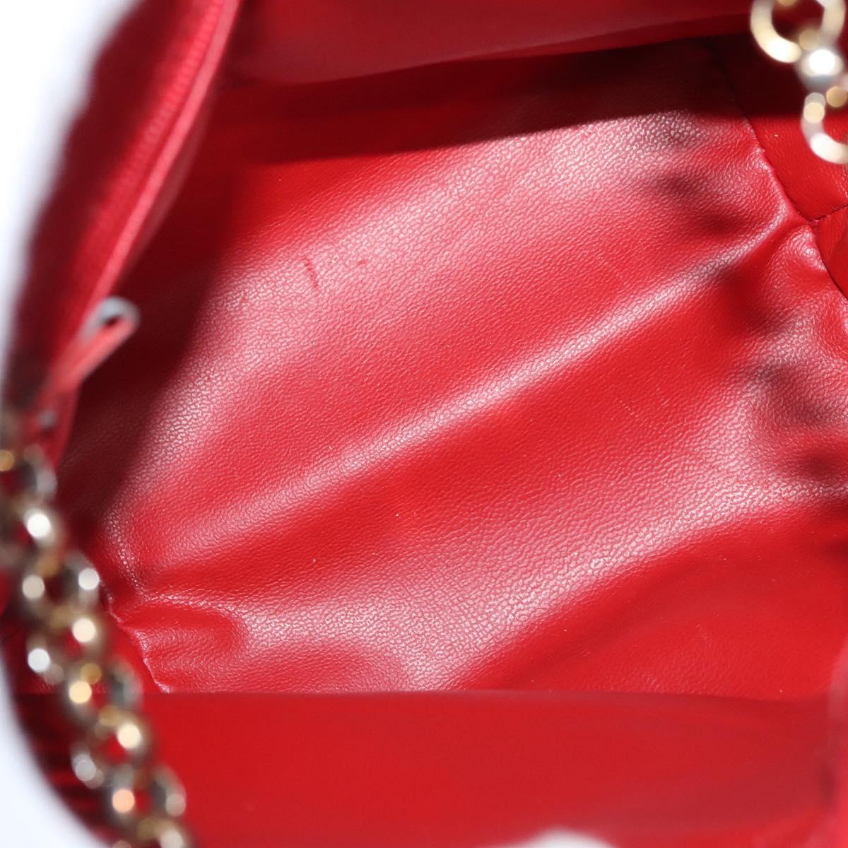 Chloe Chain Shoulder Bag Leather Red Gold Auth EC882