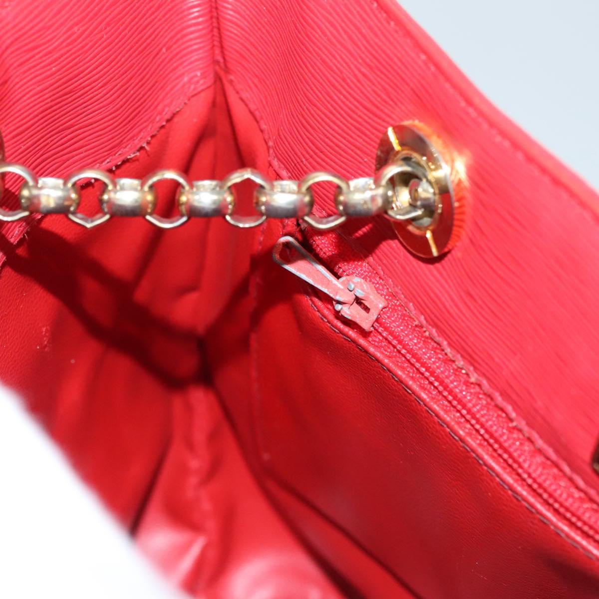 Chloe Chain Shoulder Bag Leather Red Gold Auth EC882