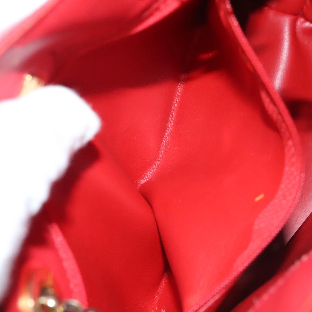 Chloe Chain Shoulder Bag Leather Red Gold Auth EC882