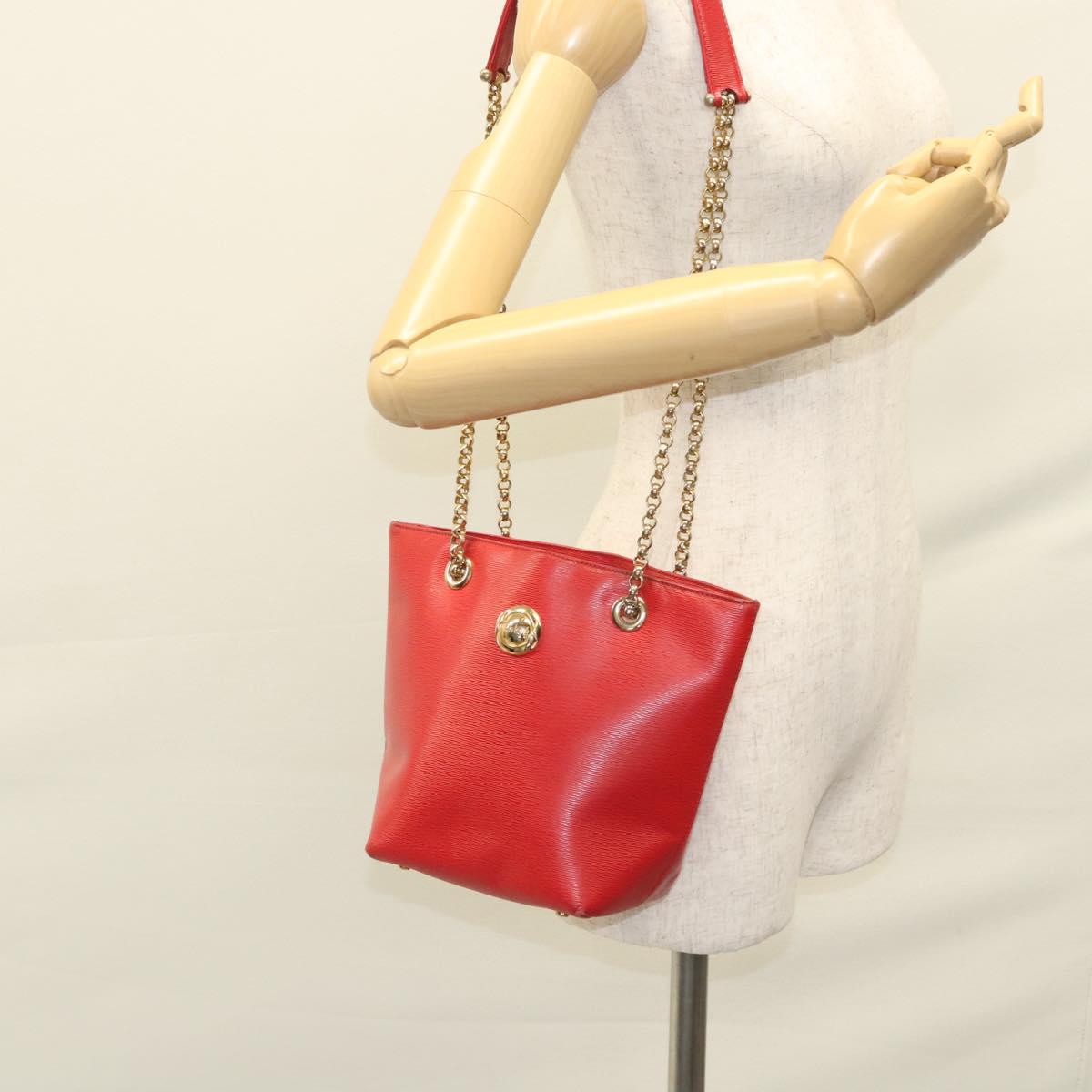 Chloe Chain Shoulder Bag Leather Red Gold Auth EC882