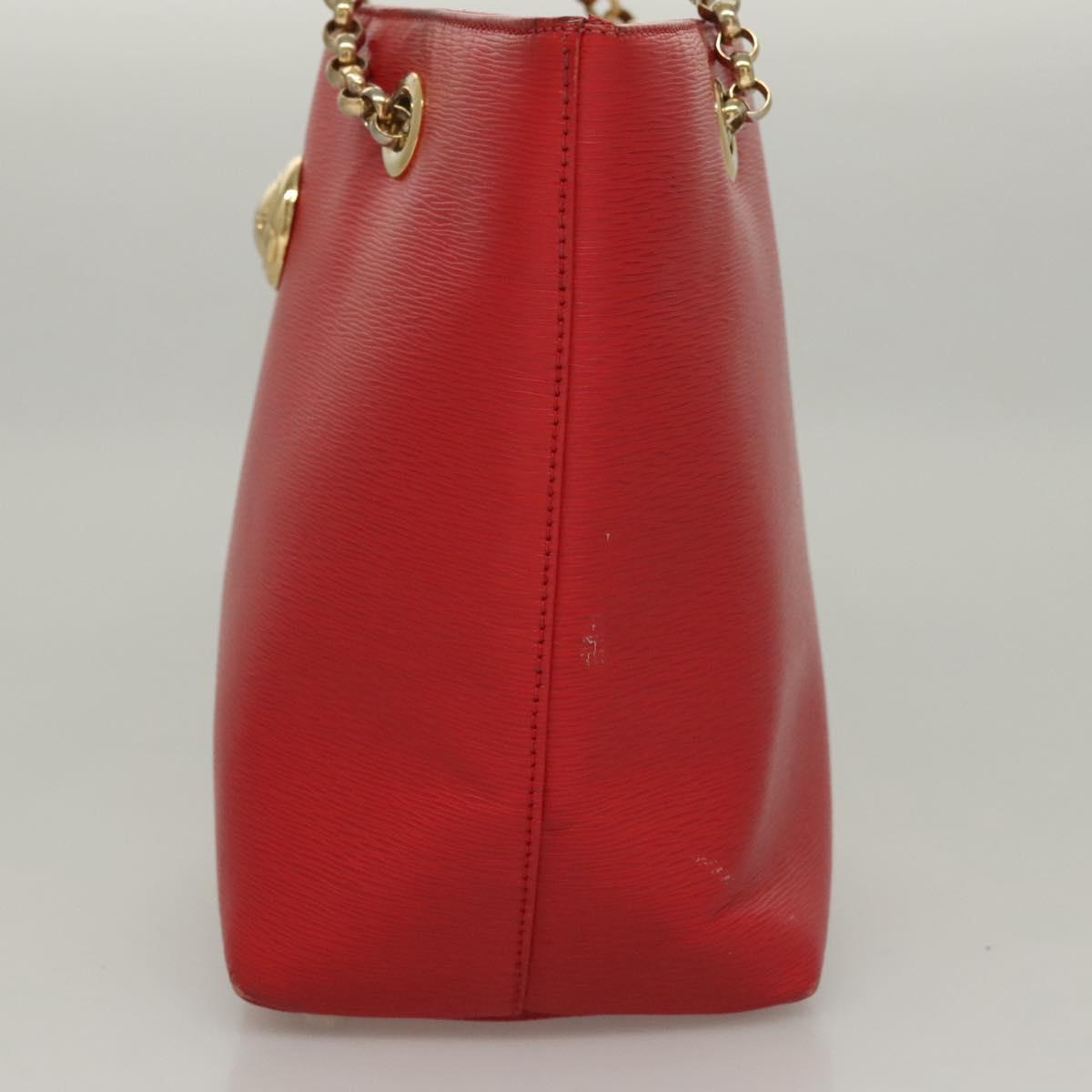 Chloe Chain Shoulder Bag Leather Red Gold Auth EC882