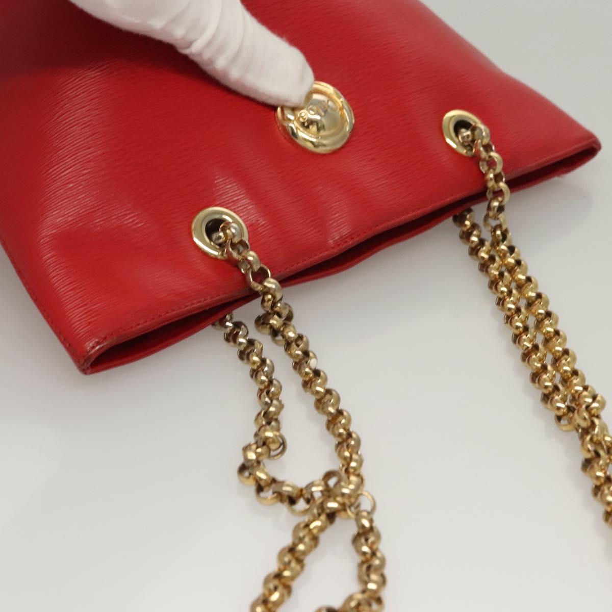 Chloe Chain Shoulder Bag Leather Red Gold Auth EC882