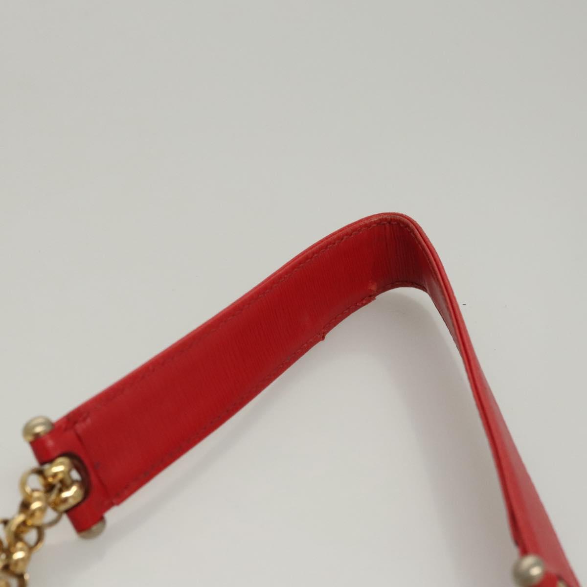 Chloe Chain Shoulder Bag Leather Red Gold Auth EC882